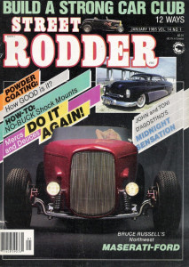 STREET RODDER 1985 JAN - SHOCKS FOR A HOT ROD, ALL ABOUT POWDER-COATING